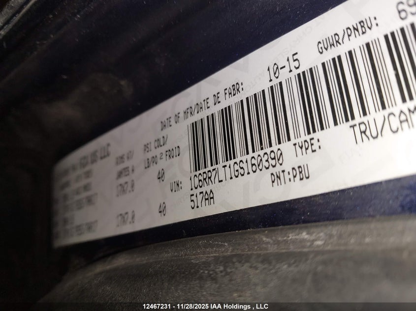 1C6RR7LT1GS160390 2016 RAM 1500 photo no. 9