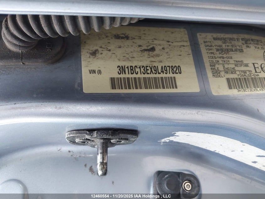 2009 Nissan Versa 1.8Sl VIN: 3N1BC13EX9L497820 Lot: 12460554X