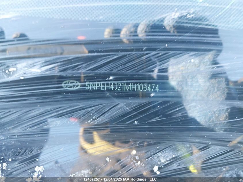 2021 Hyundai Sonata Ultimate VIN: 5NPEH4J21MH103474 Lot: 12467257