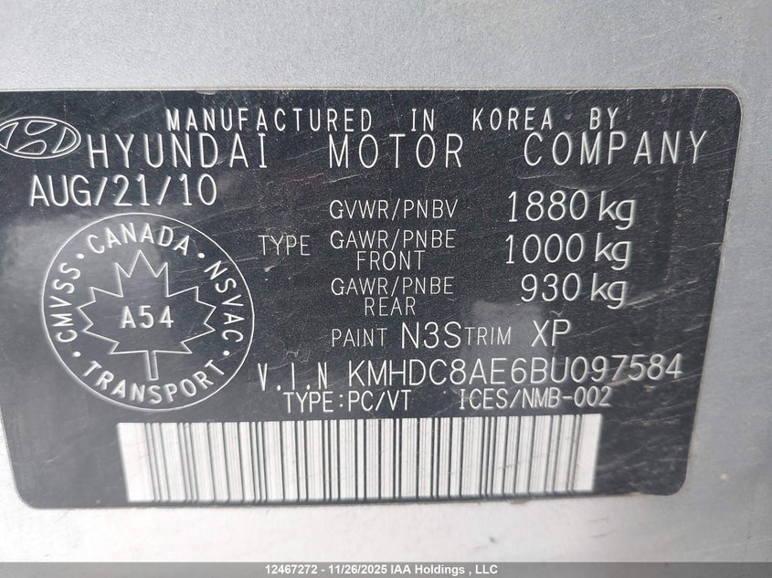 KMHDC8AE6BU097584 2011 HYUNDAI ELANTRA photo no. 9