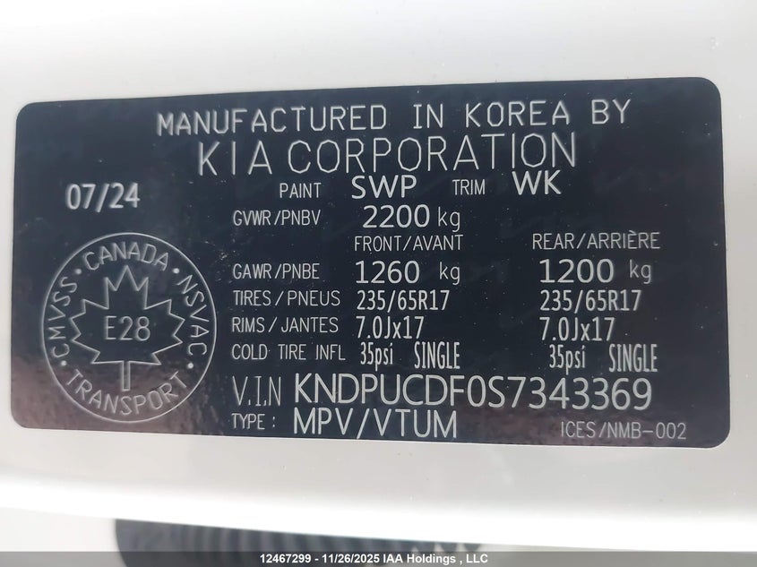 2025 Kia Sportage Lx/X-Line VIN: KNDPUCDF0S7343369 Lot: 12467299