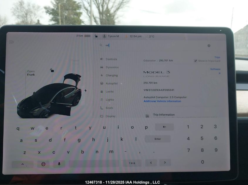 2018 Tesla Model 3 Long Range/Mid Range VIN: 5YJ3E1EA4JF095641 Lot: 12467318