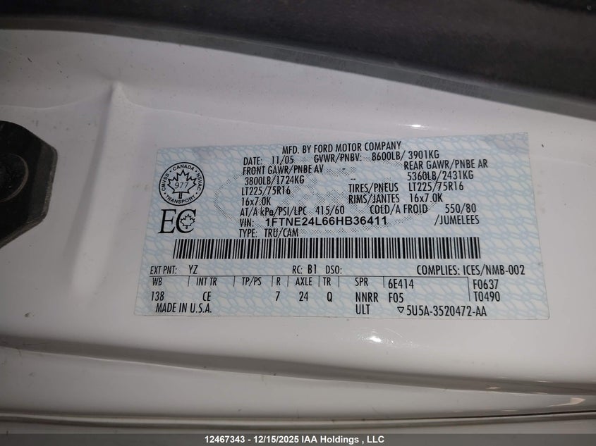 1FTNE24L66HB36411 2006 FORD ECONOLINE photo no. 19