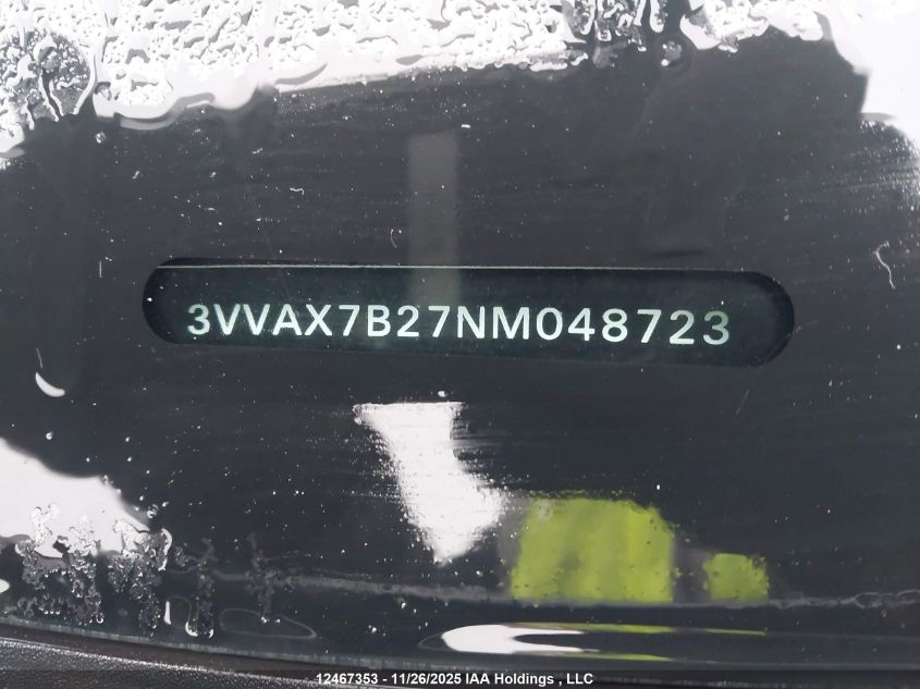 2022 Volkswagen Taos Trendline VIN: 3VVAX7B27NM048723 Lot: 12467353