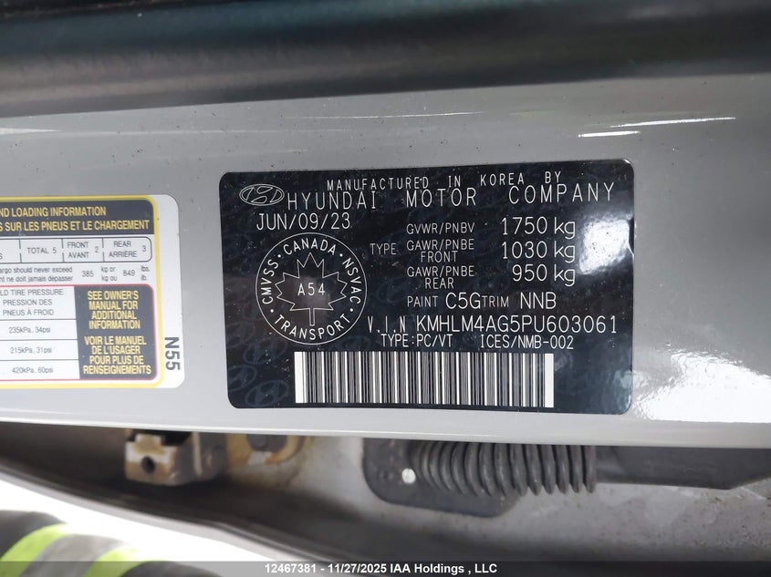 2023 Hyundai Elantra Essential Ivt With Hyundai Smartsense Package VIN: KMHLM4AG5PU603061 Lot: 12467381