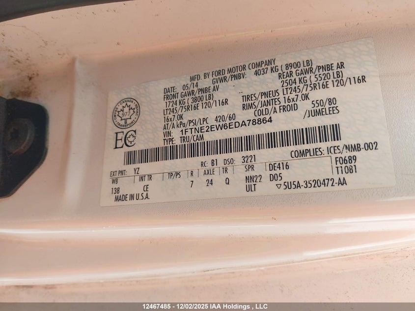 1FTNE2EW6EDA78864 2014 FORD ECONOLINE photo no. 9