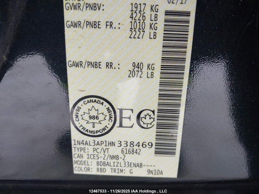 1N4AL3AP1HN338469 2017 NISSAN ALTIMA photo no. 9