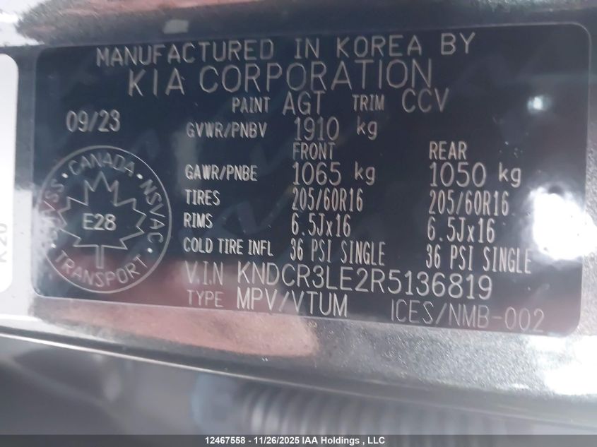 2024 Kia Niro Ex VIN: KNDCR3LE2R5136819 Lot: 12467558