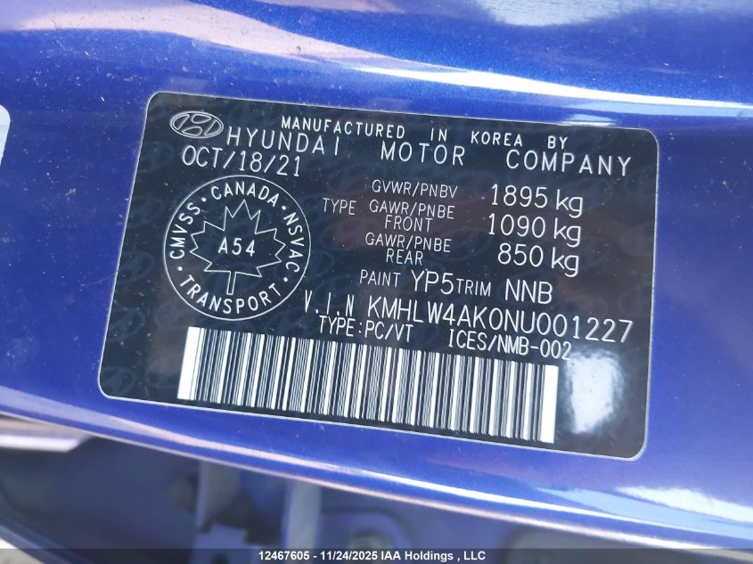 2022 Hyundai Elantra N Dct VIN: KMHLW4AK0NU001227 Lot: 12467605