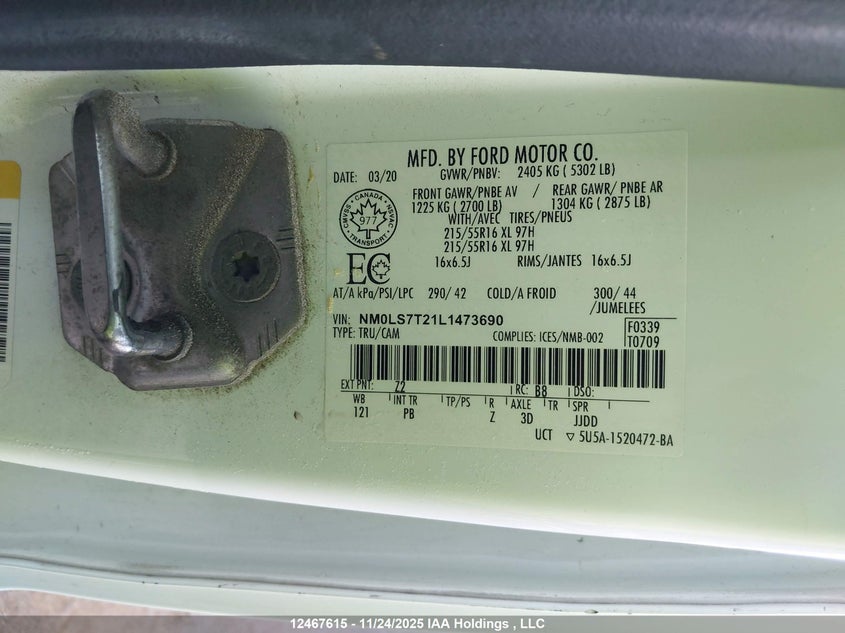 NM0LS7T21L1473690 2020 FORD TRANSIT photo no. 19