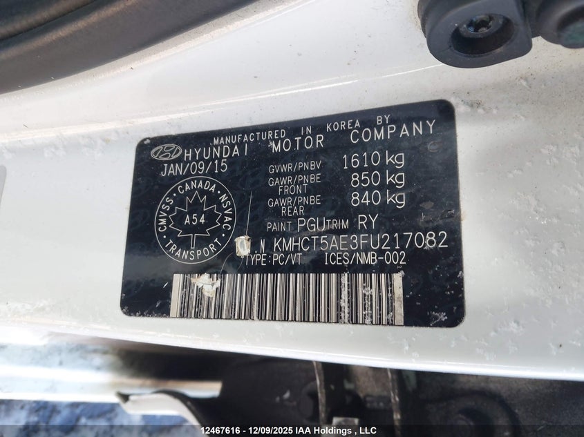 2015 Hyundai Accent Gl VIN: KMHCT5AE3FU217082 Lot: 12467616