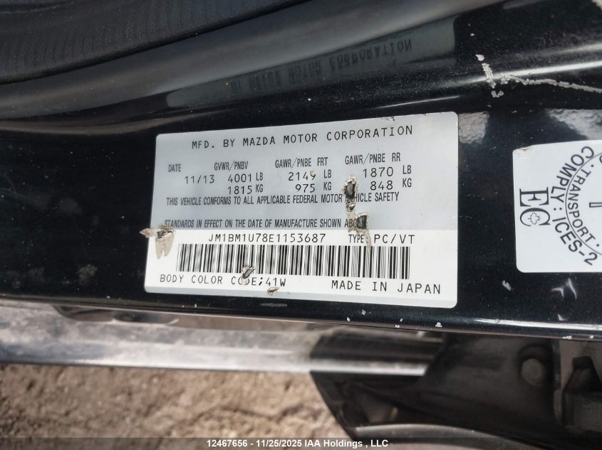 2014 Mazda Mazda3 Gx-Sky VIN: JM1BM1U78E1153687 Lot: 12467656