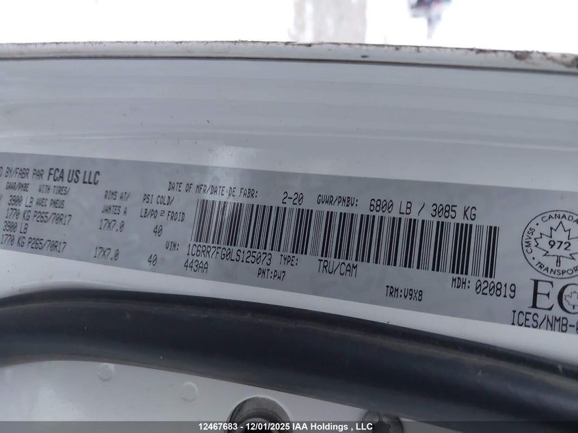 1C6RR7FG0LS125073 2020 RAM 1500 photo no. 18