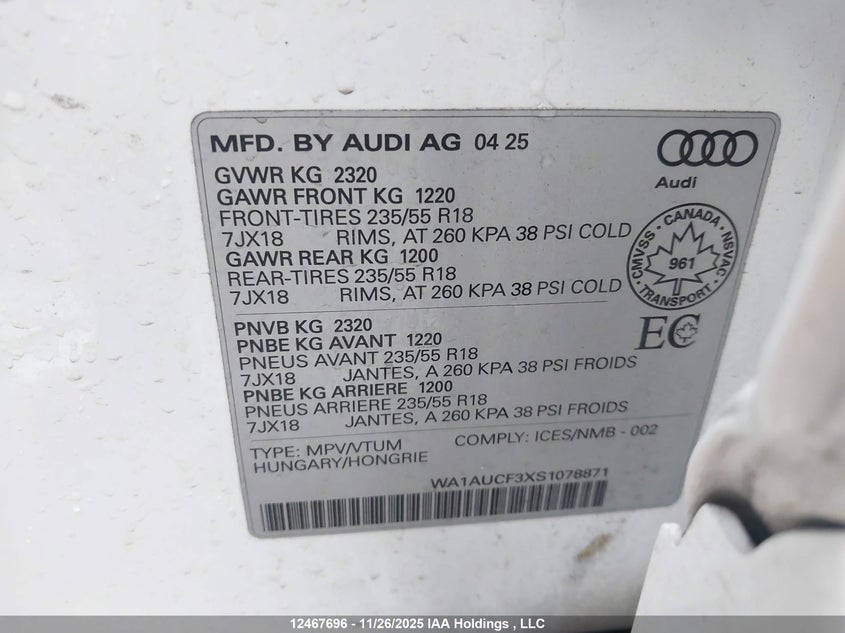 WA1AUCF3XS1078871 2025 AUDI Q3 photo no. 9