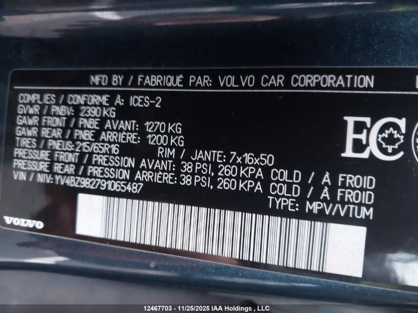 2009 Volvo Xc70 3.2 VIN: YV4BZ982791065487 Lot: 12467703