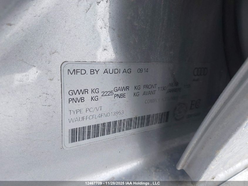 2015 Audi A4 VIN: WAUFFCFL4FN013953 Lot: 12467709