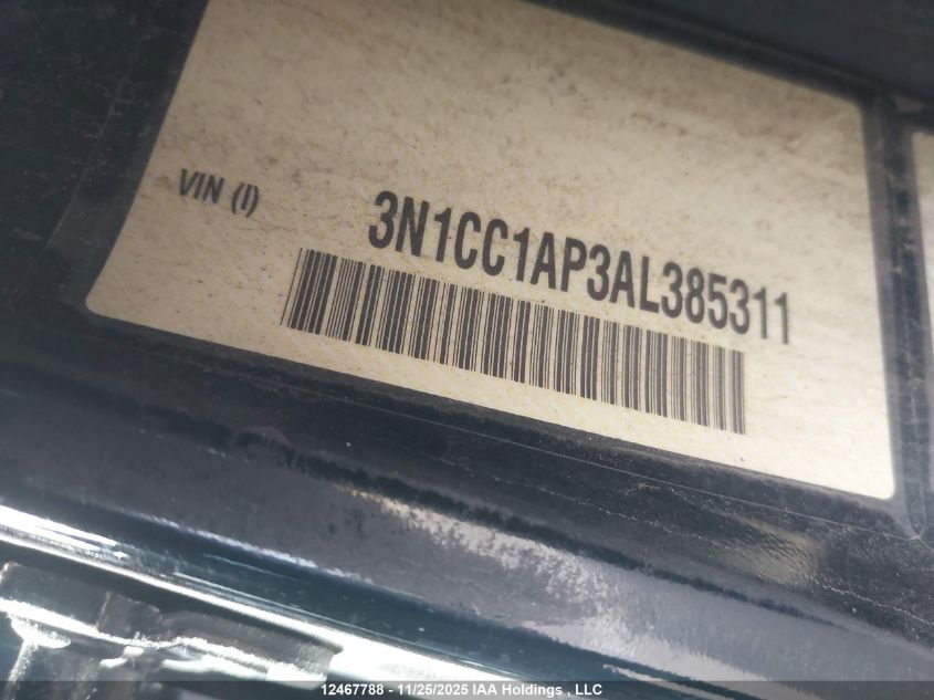 2010 Nissan Versa 1.6 VIN: 3N1CC1AP3AL385311 Lot: 12467788