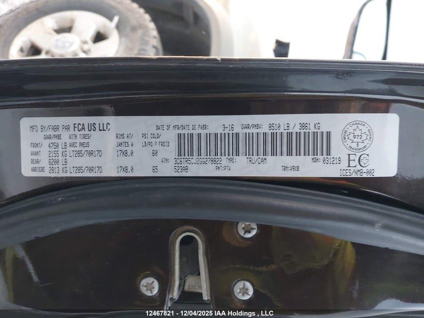 3C6TR5CJ2GG278822 2016 RAM 2500 photo no. 9