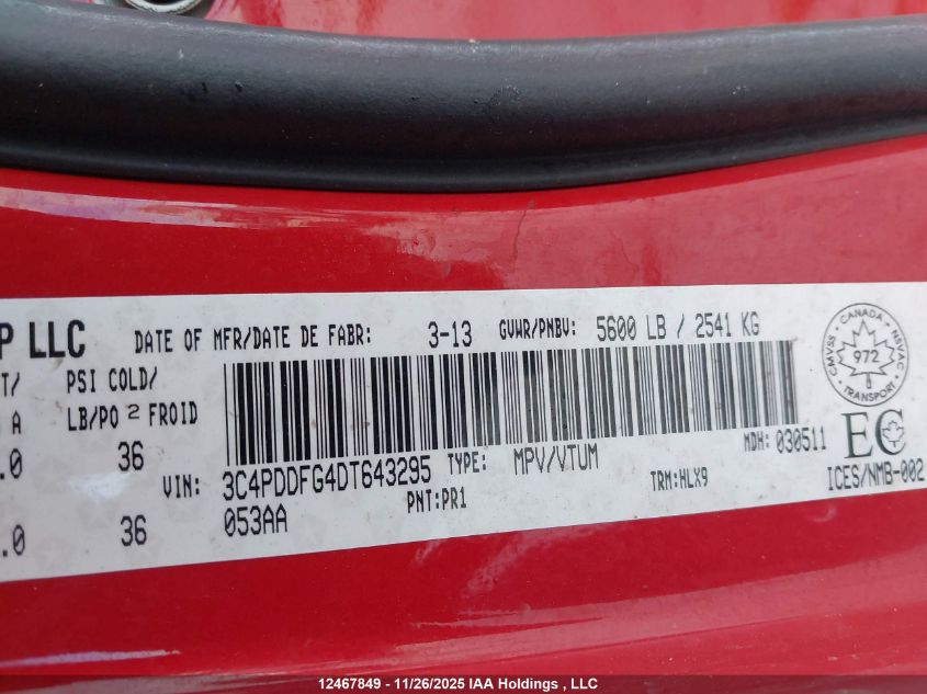 2013 Dodge Journey R/T VIN: 3C4PDDFG4DT643295 Lot: 12467849