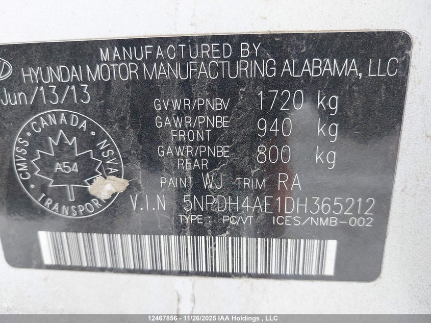 5NPDH4AE1DH365212 2013 HYUNDAI ELANTRA photo no. 9