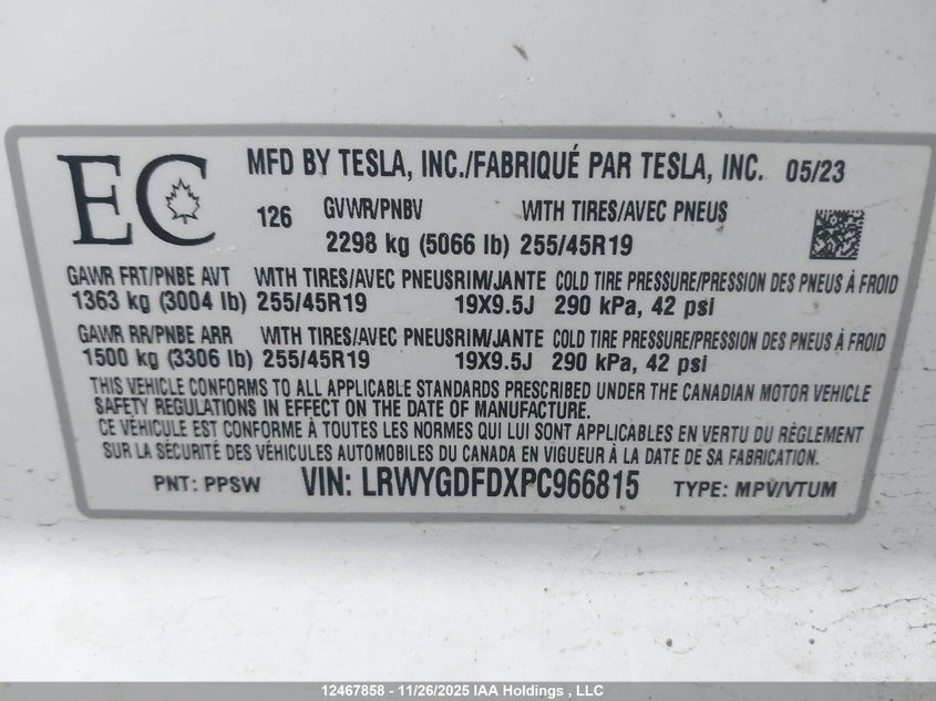 LRWYGDFDXPC966815 2023 TESLA MODEL Y photo no. 18