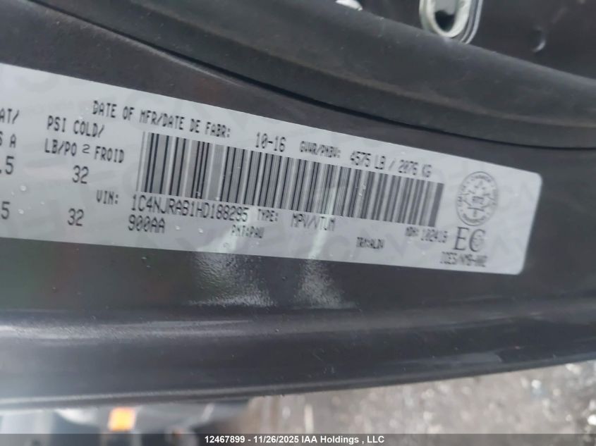 2017 Jeep Patriot VIN: 1C4NJRAB1HD188295 Lot: 12467899