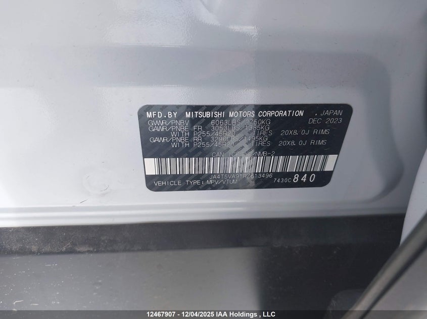 JA4T5VA91RZ613496 2024 MITSUBISHI OUTLANDER photo no. 9