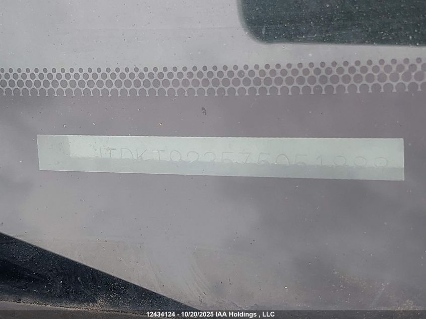 2007 Toyota Yaris Le/Rs VIN: JTDKT923575051888 Lot: 12434124X