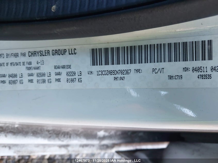 1C3CDZAB9DN702367 2013 DODGE AVENGER photo no. 19