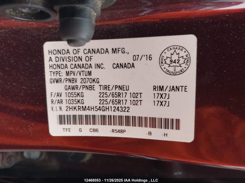 2HKRM4H54GH124322 2016 HONDA CR-V photo no. 19