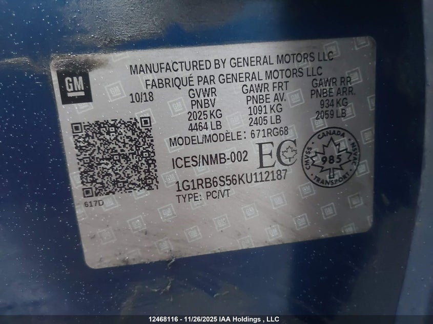 1G1RB6S56KU112187 2019 CHEVROLET VOLT photo no. 18