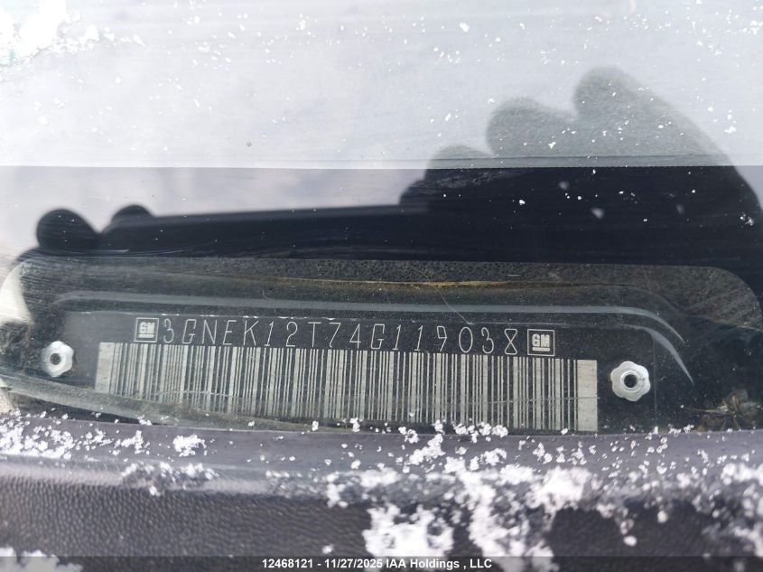 2004 Chevrolet Avalanche 1500 VIN: 3GNEK12T74G119038 Lot: 12468121