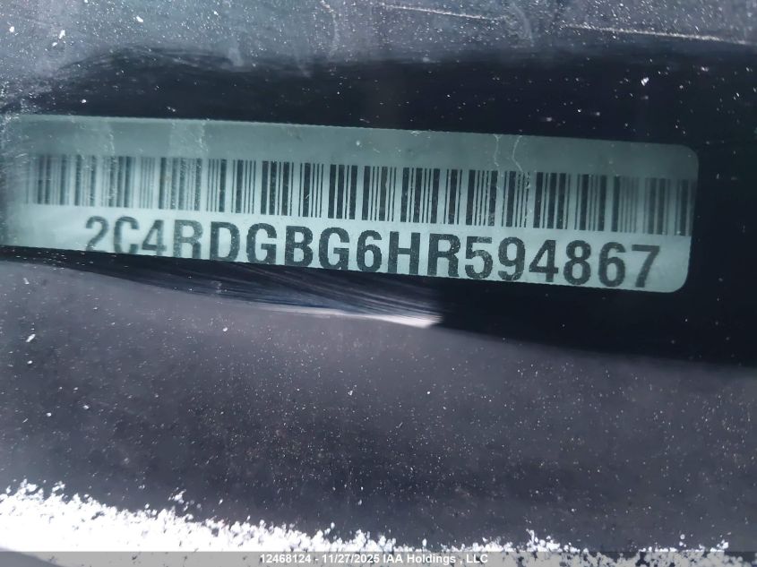 2017 Dodge Grand Caravan Cvp/Sxt VIN: 2C4RDGBG6HR594867 Lot: 12468124