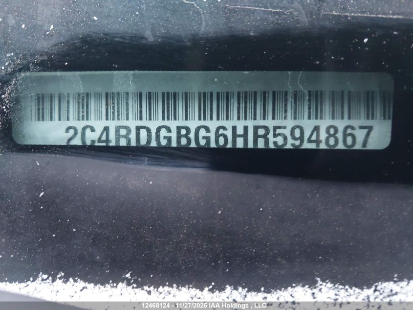 2017 Dodge Grand Caravan Cvp/Sxt VIN: 2C4RDGBG6HR594867 Lot: 12468124