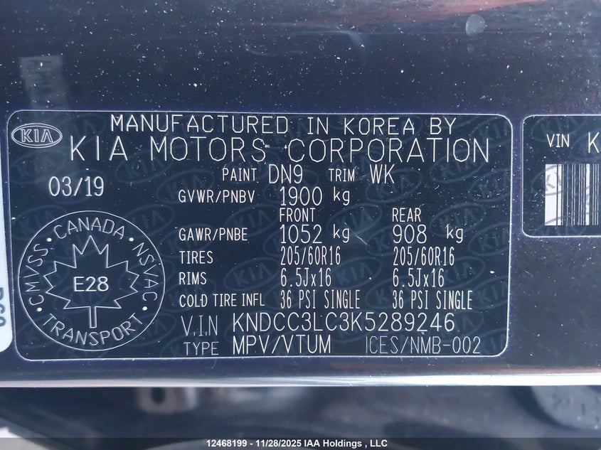 KNDCC3LC3K5289246 2019 KIA NIRO photo no. 9