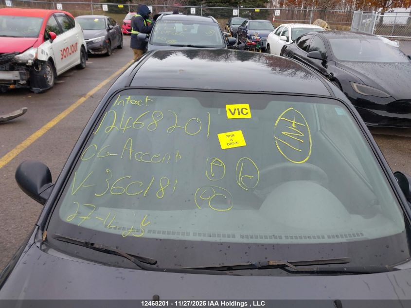 2006 Hyundai Accent VIN: KMHCG35C56U360181 Lot: 12468201