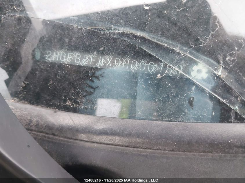 2013 Honda Civic Lx VIN: 2HGFB2F4XDH000780 Lot: 12468216