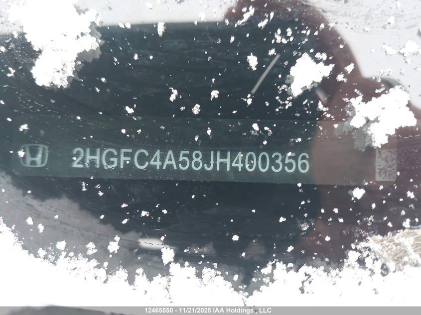 2018 Honda Civic Lx VIN: 2HGFC4A58JH400356 Lot: 12465550X