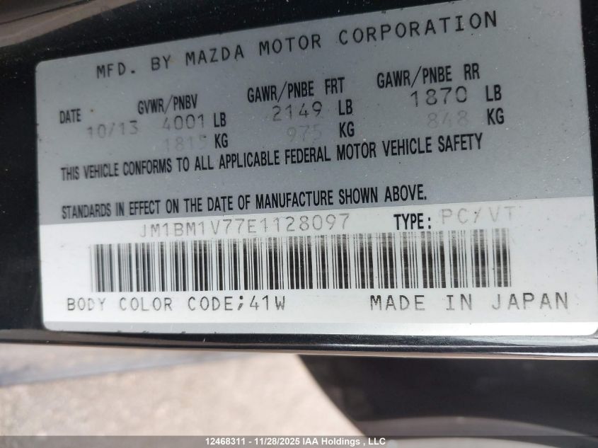 2014 Mazda Mazda3 Gs-Sky VIN: JM1BM1V77E1128097 Lot: 12468311