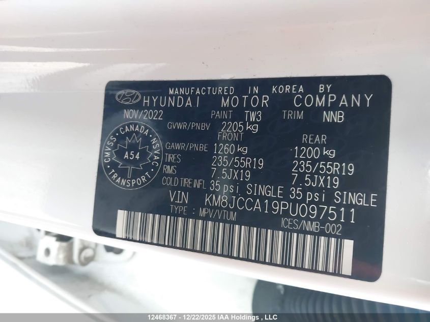 2023 Hyundai Tucson Ultimate Hybrid Awd VIN: KM8JCCA19PU097511 Lot: 12468367