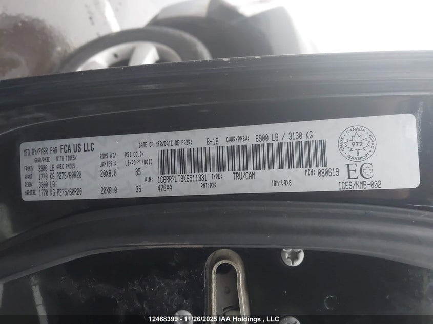 1C6RR7LT9KS511331 2019 RAM 1500 photo no. 9