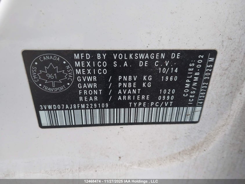 3VWD07AJ8FM229109 2015 VOLKSWAGEN JETTA photo no. 9