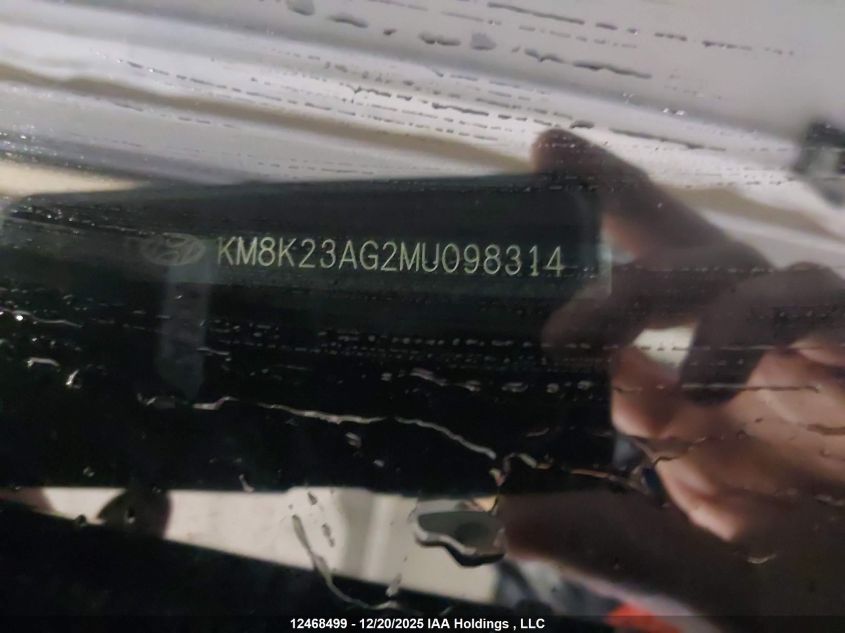 2021 Hyundai Kona Sel VIN: KM8K23AG2MU098314 Lot: 12468499