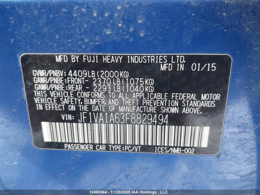 JF1VA1A63F8829494 2015 SUBARU WRX photo no. 18