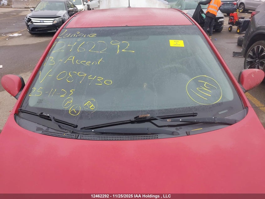 2013 Hyundai Accent Gl VIN: KMHCT5AE9DU089430 Lot: 12462292X