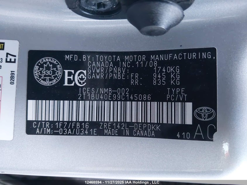 2T1BU40E99C145086 2009 TOYOTA COROLLA photo no. 18
