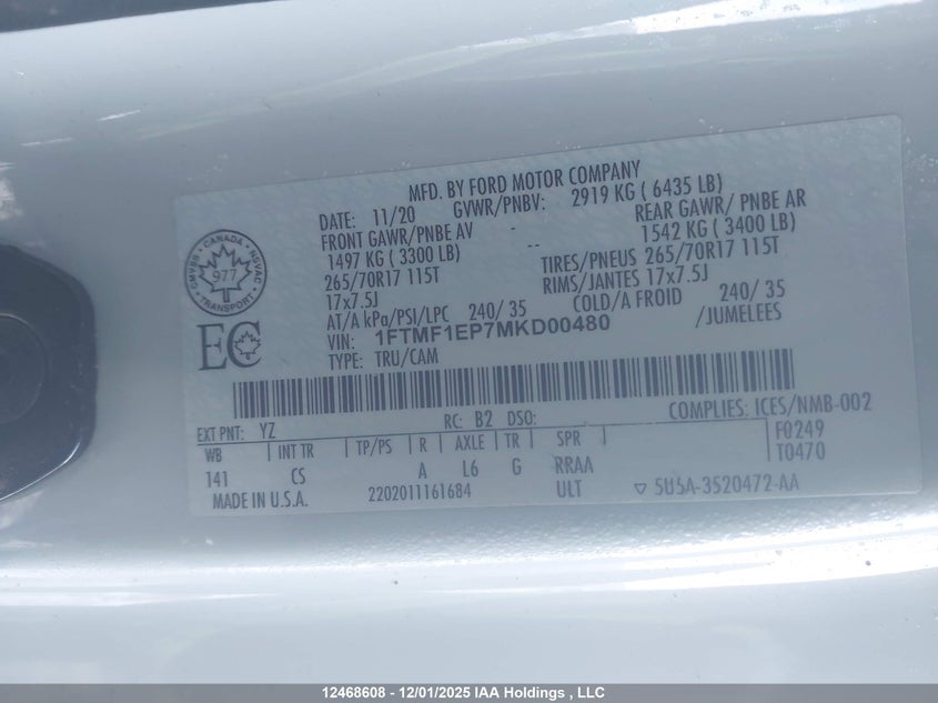 1FTMF1EP7MKD00480 2021 FORD F-150 photo no. 18