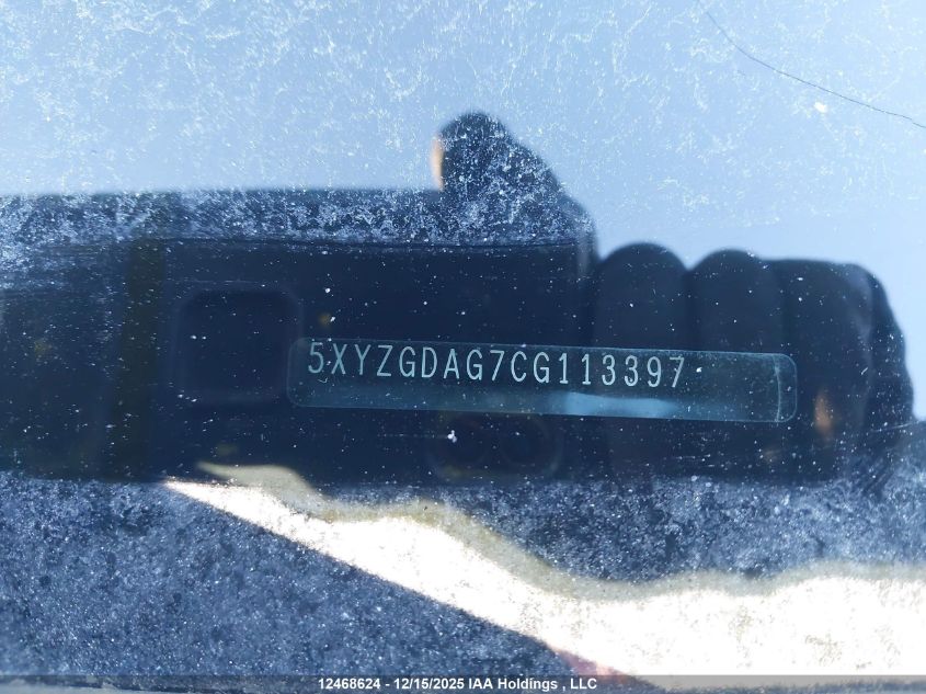 2012 Hyundai Santa Fe Gls VIN: 5XYZGDAG7CG113397 Lot: 12468624