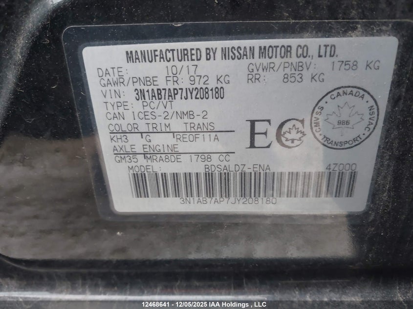3N1AB7AP7JY208180 2018 NISSAN SENTRA photo no. 9
