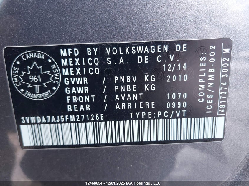 3VWDA7AJ5FM271265 2015 VOLKSWAGEN JETTA photo no. 18